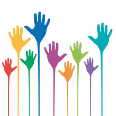 Happy hands vector drawing background