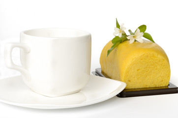 White cup and pumpkin bread