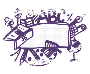 School frame doodle funny cartoon