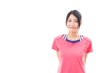 a beautiful asian woman on white background