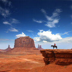 Monument Valley with Horseback rider ( John ford's point ) / Utah - USA