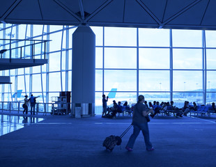 Hong Kong International Airport, waiting for planes travelers