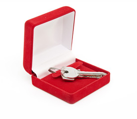 keys in red gift box