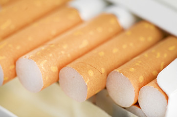 Closeup of a pile of cigarettes