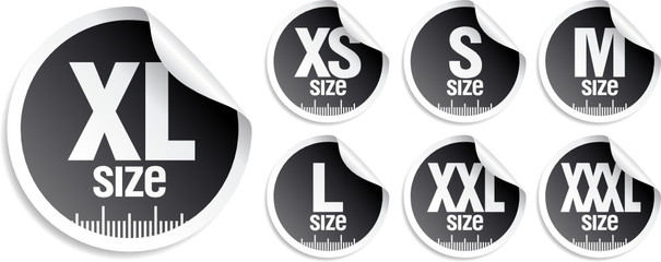 Size clothing stickers set