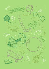 Vector illustraition of sports accessories