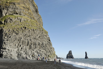 Basalt rock at volcanic beach in Iceland.