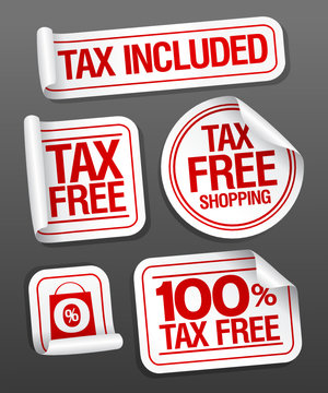 Tax free shopping stickers set