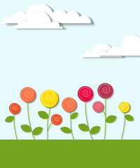Fototapeta premium flowers and clouds