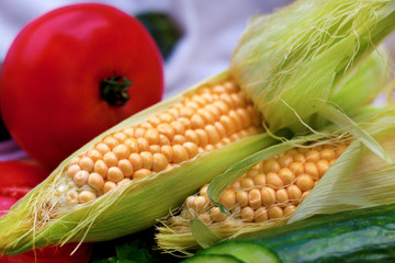 Close-up corn cobs © Photo Collective