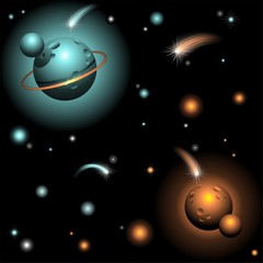 Planets and Stars on Space-Pianeti e Stelle nello Spazio-Vector © BluedarkArt