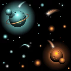 Crédence de cuisine en verre imprimé Cosmos Planètes et étoiles dans l& 39 espace-planètes et étoiles dans l& 39 espace-vecteur
