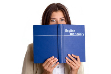 Student girl with English dictionary