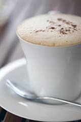 A cup of hot coffee