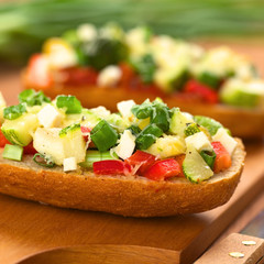 Baked vegetarian open sandwich