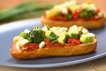 Baked vegetarian open sandwich