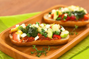Baked vegetarian open sandwich