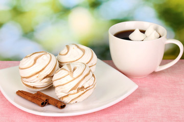 Air marshmallows on nature background