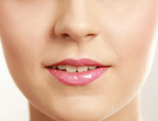 beautiful make up of bright lips