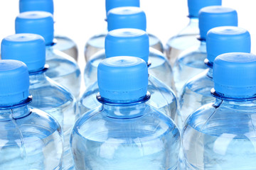plastic bottles of water close-up