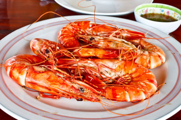 Thai seafood; steamed prawns with spicy sauce