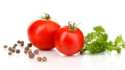 Ripe tomatoes isolated on white