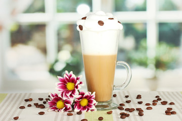 glass of fresh coffee cocktail on the table