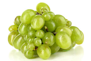 Delicious ripe bunch of grapes isolated on white