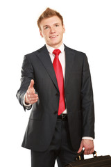 A young businessman giving his hand for a handshake