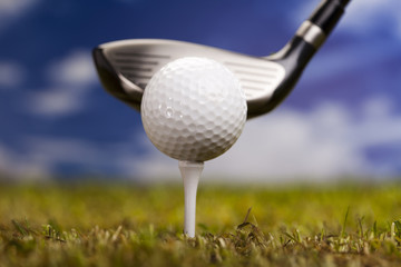 Golf ball on tee in driver 