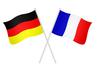 Drapeaux de l’alliance franco-allemande - obrazy, fototapety, plakaty