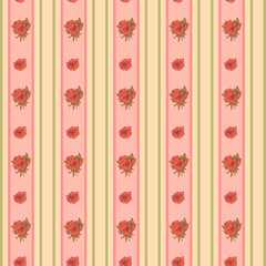 Vintage rose and stripes pattern for wallpaper