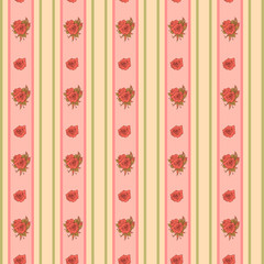 Vintage rose and stripes pattern for wallpaper
