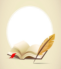 Background with old book and feather