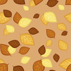 Seamless pattern with autumn leaves. Vector illustration.