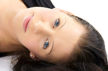 portrait of a pretty young woman with black hair