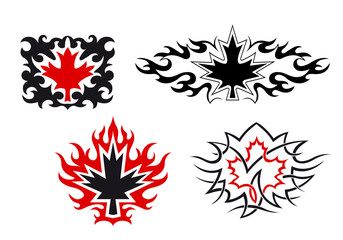 Maple leaves emblems and symbols