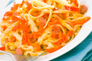 pasta with smoked sausage and vegetables