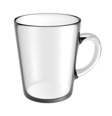 Empty glass mug on a white background