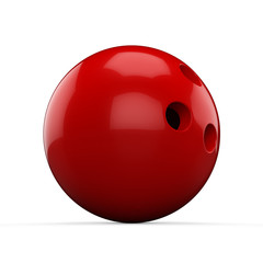 3d Red Bowling Ball on white background