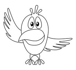 Bird with pointing wing, contour