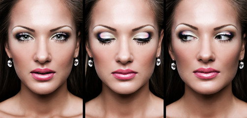 Fototapeta premium collage of a beautiful woman with glamour makeup