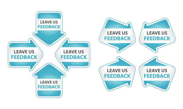 Blue Arrows with Leave Us Feedback Tag