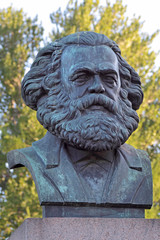 A bronze sculpture by Karl Marx in St. Petersburg, Russia