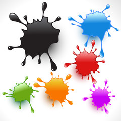 colorful paint splashes set