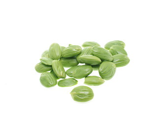 Tropical stinking edible beans on white background (Parkia Speci