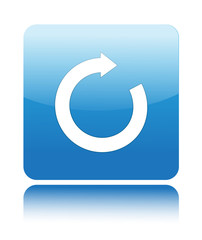 Circle arrow on blue glossy button