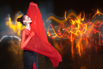 portrait of a girl in the urban background