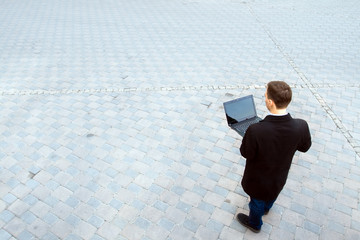 Businessman working on laptop