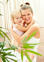 Mother and daughter at home